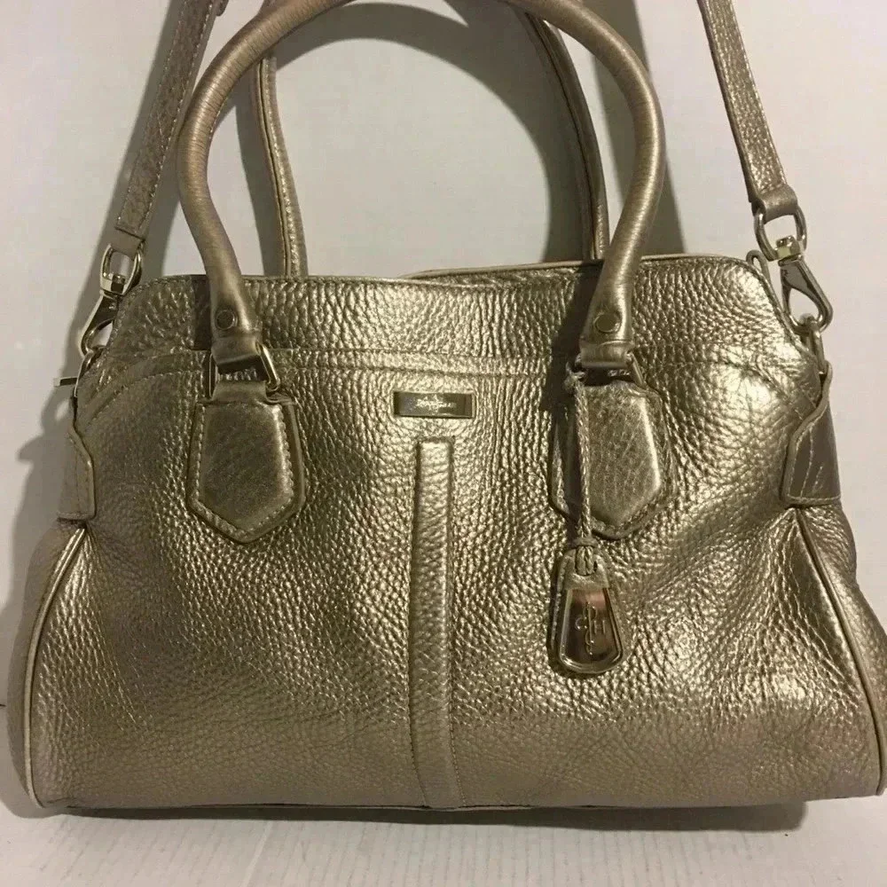 Cole Haan metallic gold leather crossbody handbag